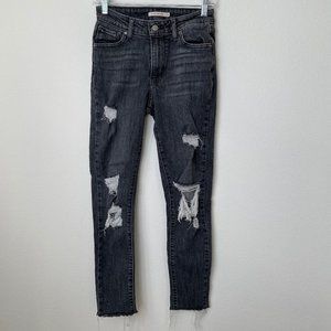 Levi's Premium 721 Women's High Rise Skinny Jeans Distressed Faded Black Wash